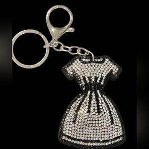 Rhinestone Black and Silver Dress Bag CharmKeychain